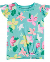 Floral Tie-Front Jersey Tee