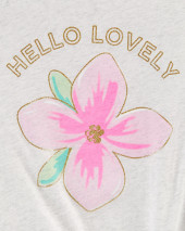 Hello Lovely Flower Tie-Front Jersey Tee