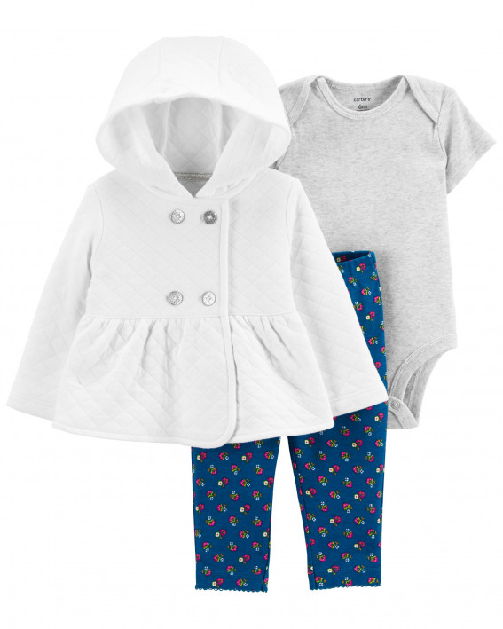 3-Piece Quilted Little Cardigan Set