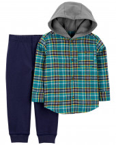 2-Piece Flannel Button-Front & Pant Set