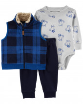 Baby 3-Piece Plaid Vest Set